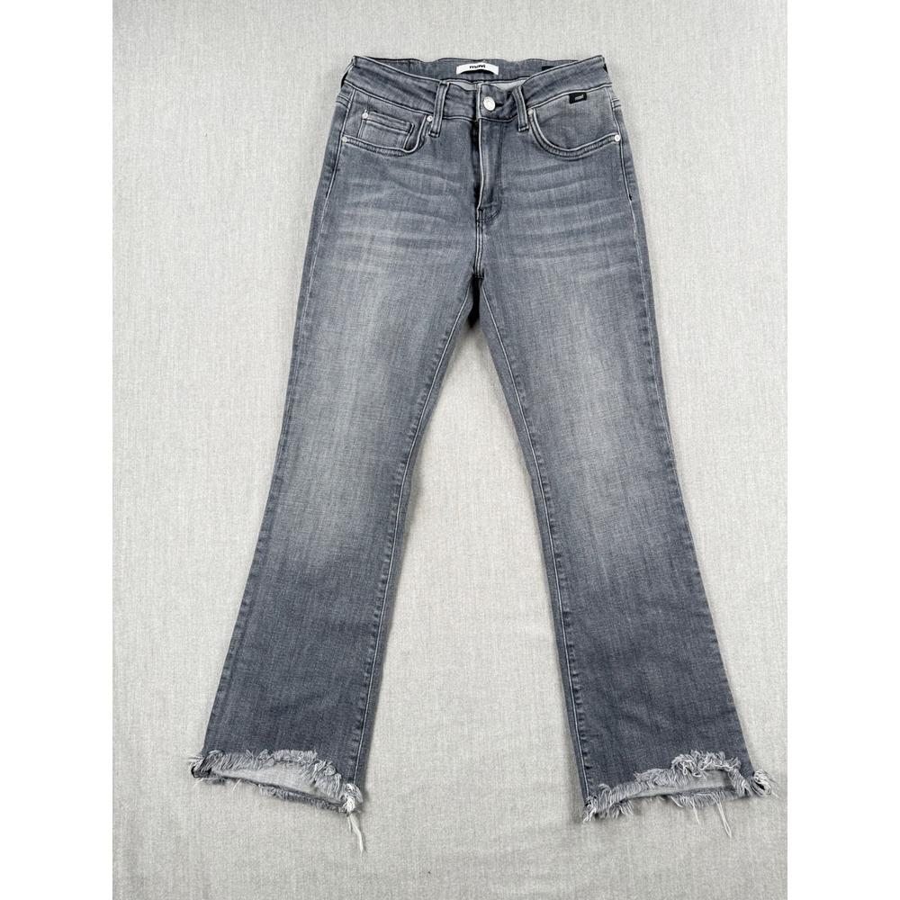 Mavi Anika Grey High Rise‎ Flare Frayed Hem Jeans M100488-83404 Size 27